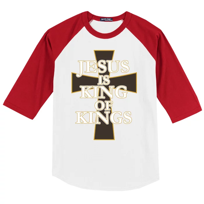 Jesus Is King of Kings Cross Religious Baseball Sleeve Shirt