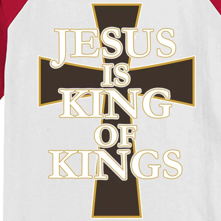 Jesus Is King of Kings Cross Religious Kids Colorblock Raglan Jersey