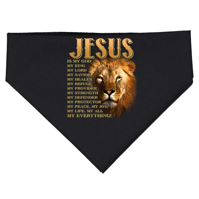 Jesus Is My God My King Lion USA-Made Doggie Bandana