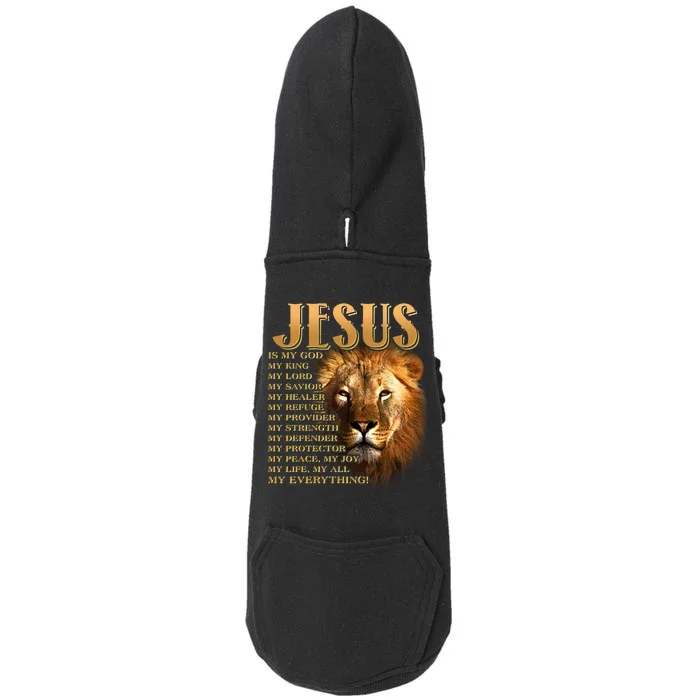 Jesus Is My God My King Lion Doggie 3-End Fleece Hoodie