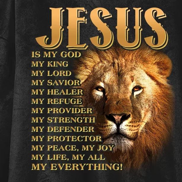 Jesus Is My God My King Lion Hooded Wearable Blanket