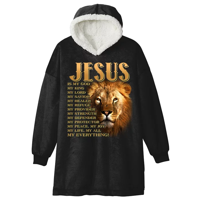 Jesus Is My God My King Lion Hooded Wearable Blanket