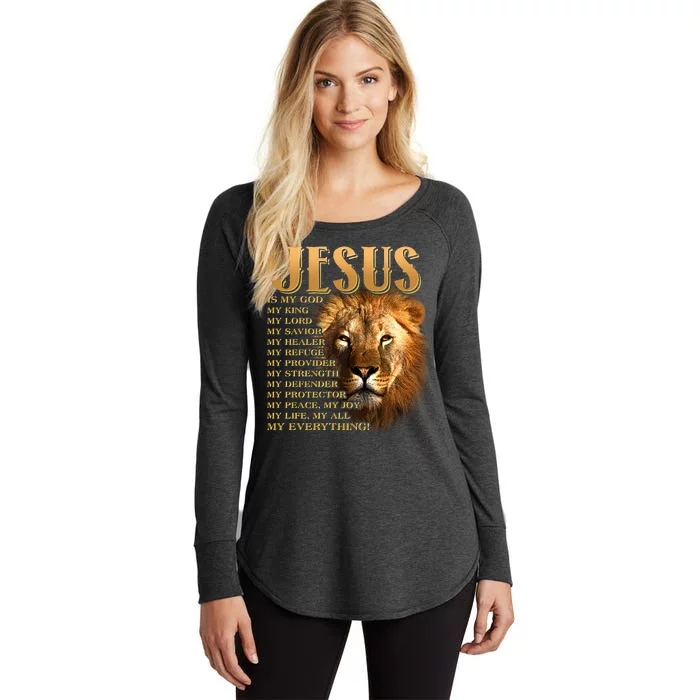 Jesus Is My God My King Lion Women's Perfect Tri Tunic Long Sleeve Shirt