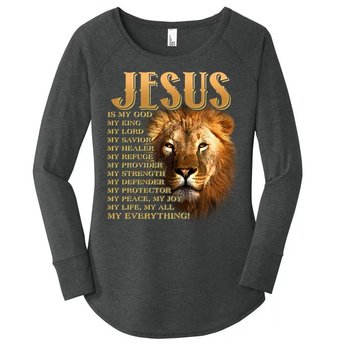 Jesus Is My God My King Lion Women's Perfect Tri Tunic Long Sleeve Shirt