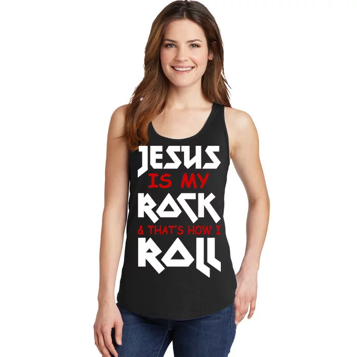 Jesus Is My Rock & Roll Ladies Essential Tank