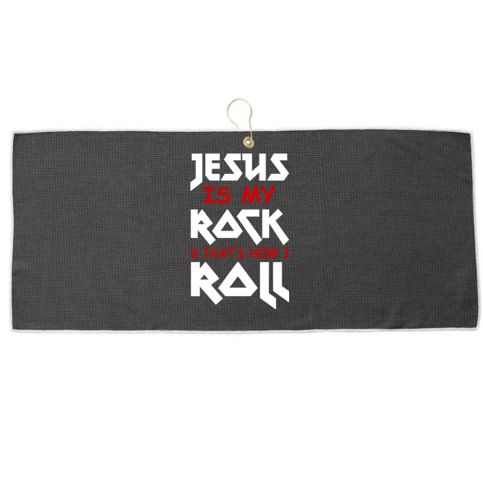 Jesus Is My Rock & Roll Large Microfiber Waffle Golf Towel