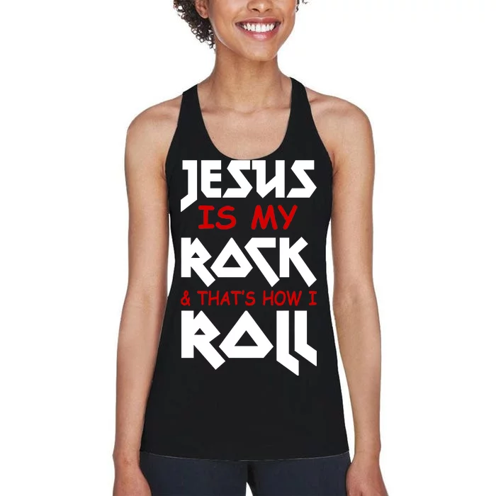 Jesus Is My Rock & Roll Women's Racerback Tank