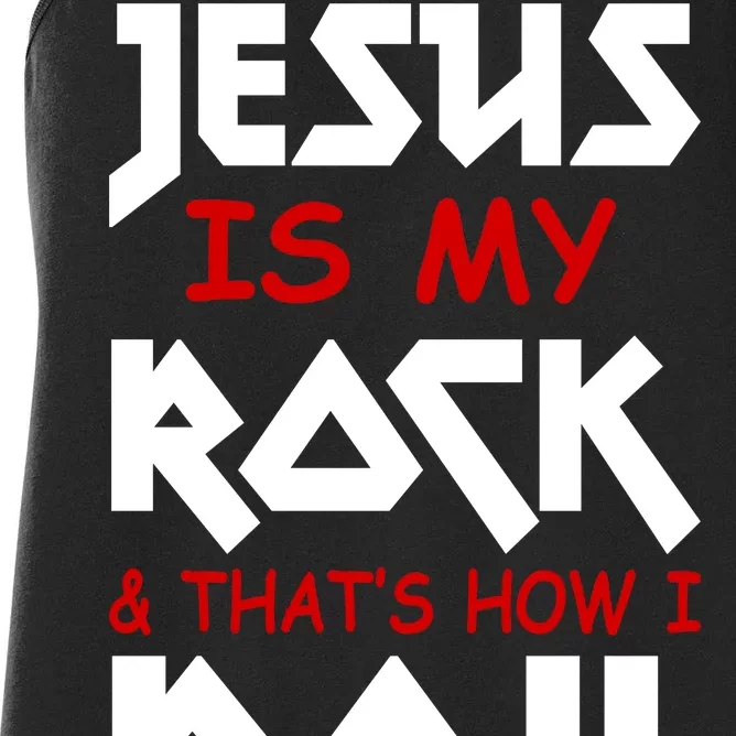 Jesus Is My Rock & Roll Women's Racerback Tank