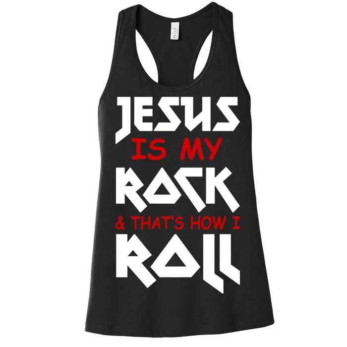 Jesus Is My Rock & Roll Women's Racerback Tank