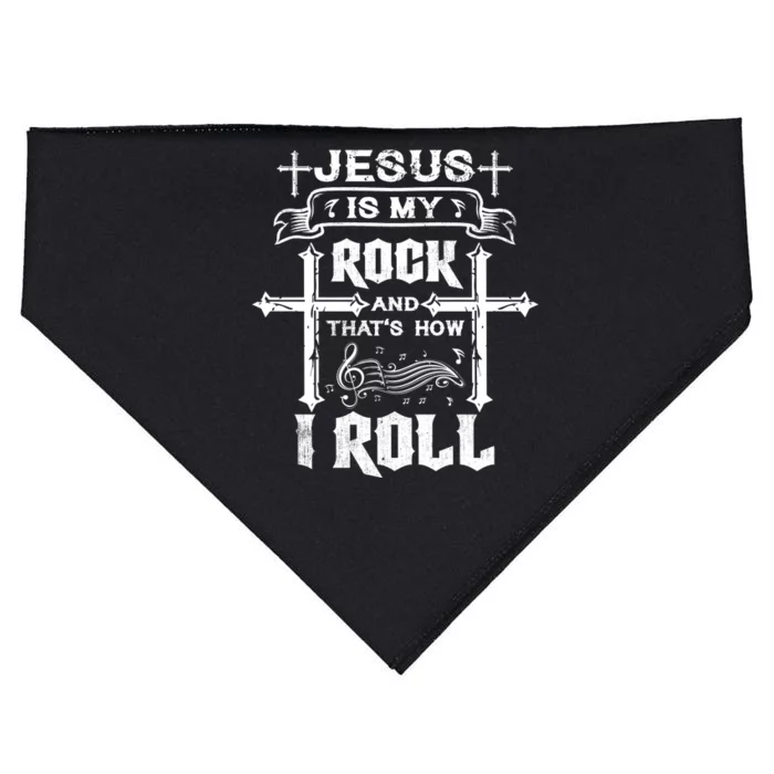 Jesus Is My Rock And Roll Christian USA-Made Doggie Bandana