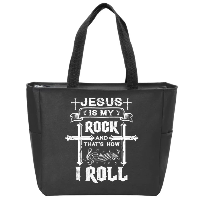 Jesus Is My Rock And Roll Christian Zip Tote Bag