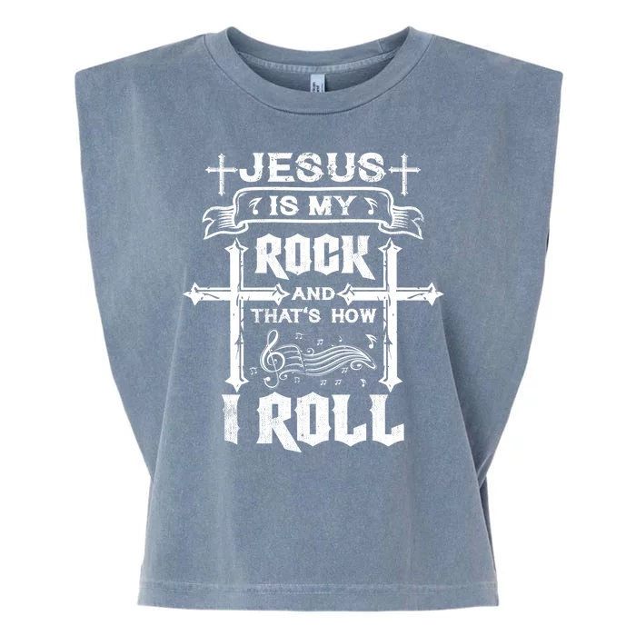 Jesus Is My Rock And Roll Christian Garment-Dyed Women's Muscle Tee