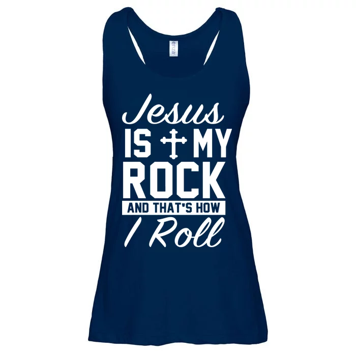 Jesus Is My Rock And That's How I Roll Ladies Essential Flowy Tank