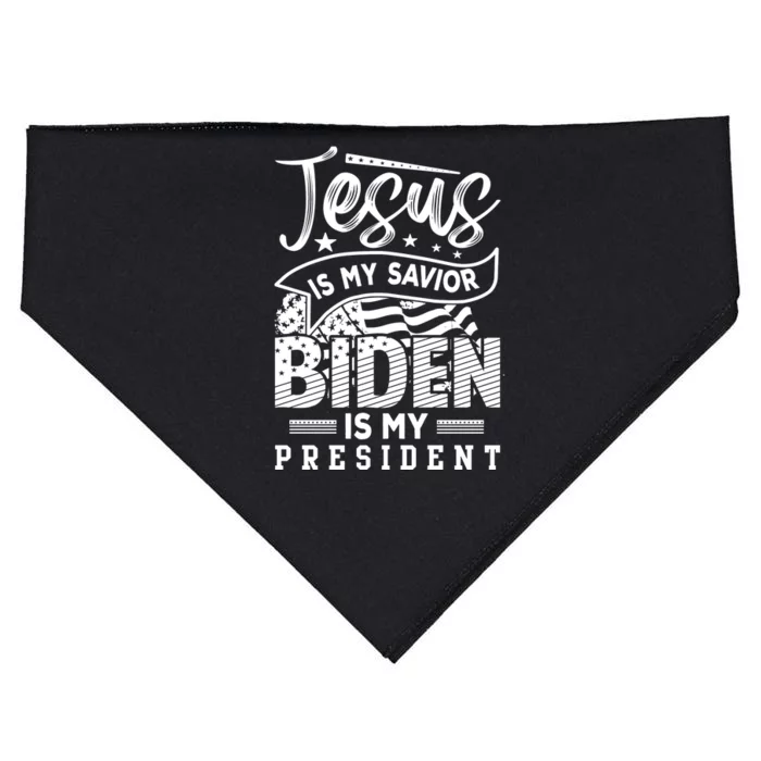 Jesus Is My Savior Biden Is My President USA-Made Doggie Bandana