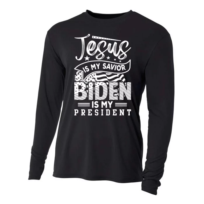 Jesus Is My Savior Biden Is My President Cooling Performance Long Sleeve Crew