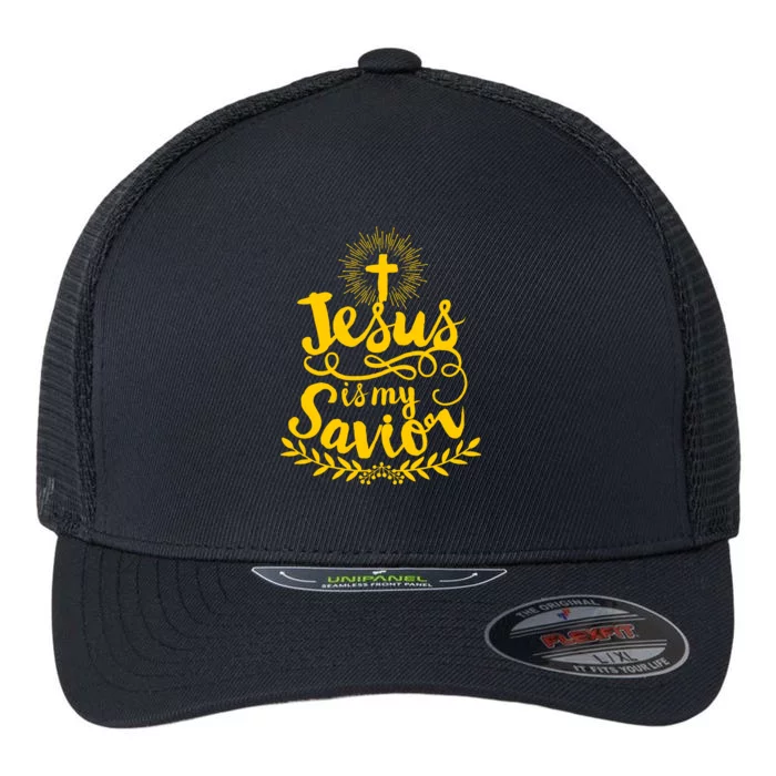 Jesus Is My Savior Cross Christian Flexfit Unipanel Trucker Cap