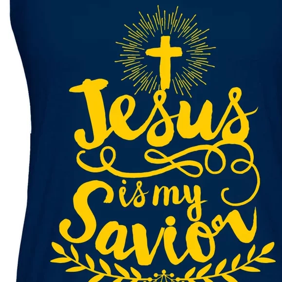 Jesus Is My Savior Cross Christian Ladies Essential Flowy Tank