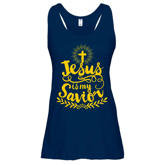 Jesus Is My Savior Cross Christian Ladies Essential Flowy Tank