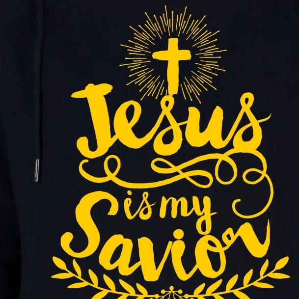 Jesus Is My Savior Cross Christian Womens Funnel Neck Pullover Hood