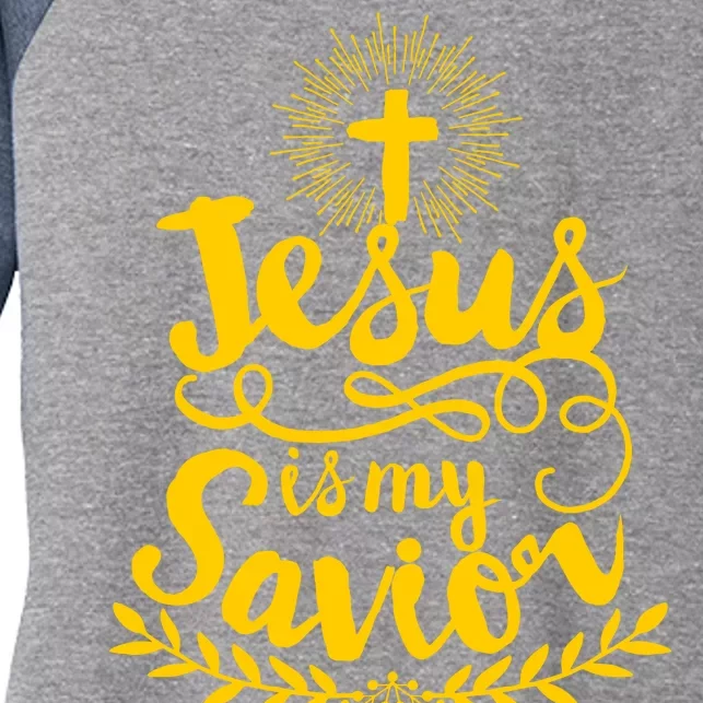 Jesus Is My Savior Cross Christian Women's Tri-Blend 3/4-Sleeve Raglan Shirt