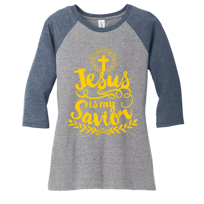 Jesus Is My Savior Cross Christian Women's Tri-Blend 3/4-Sleeve Raglan Shirt