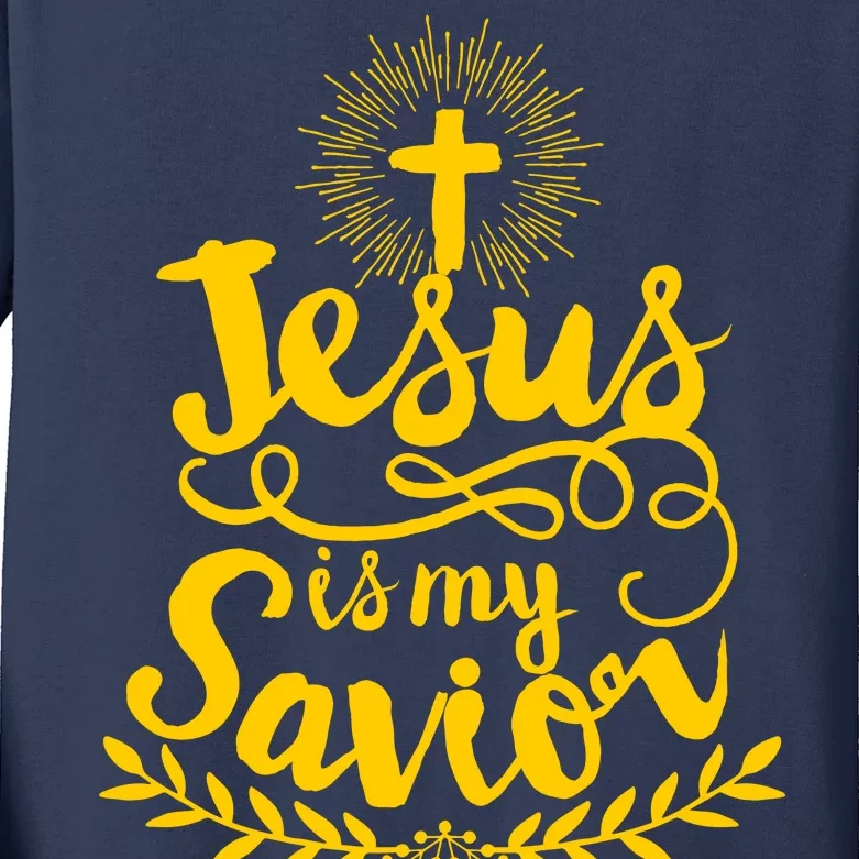 Jesus Is My Savior Cross Christian Kids Long Sleeve Shirt