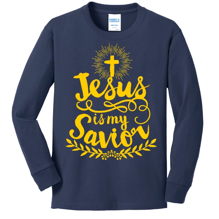 Jesus Is My Savior Cross Christian Kids Long Sleeve Shirt