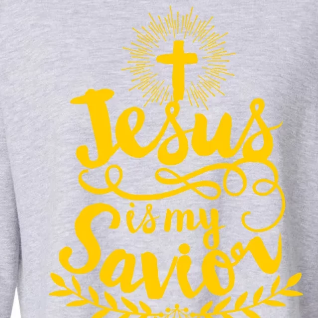 Jesus Is My Savior Cross Christian Cropped Pullover Crew