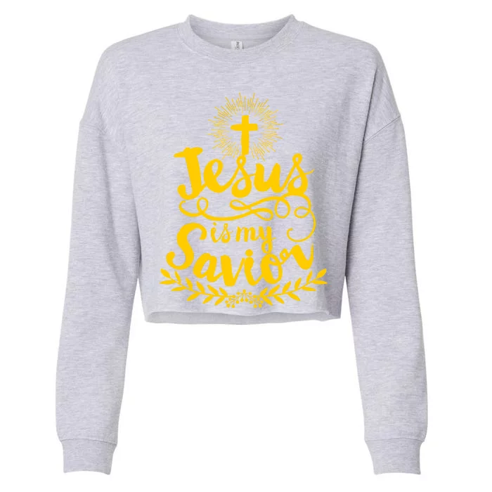 Jesus Is My Savior Cross Christian Cropped Pullover Crew