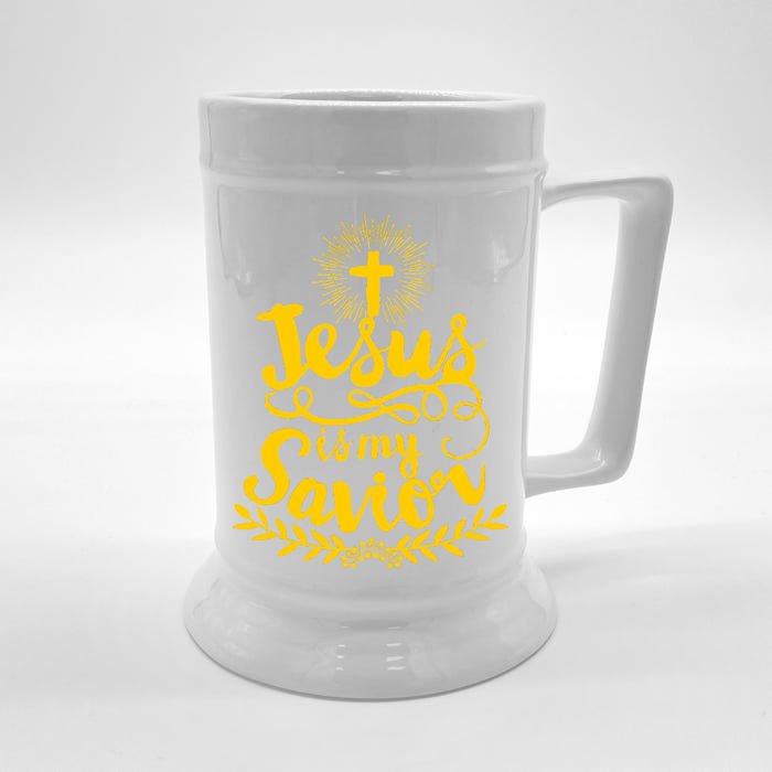 Jesus Is My Savior Cross Christian Front & Back Beer Stein