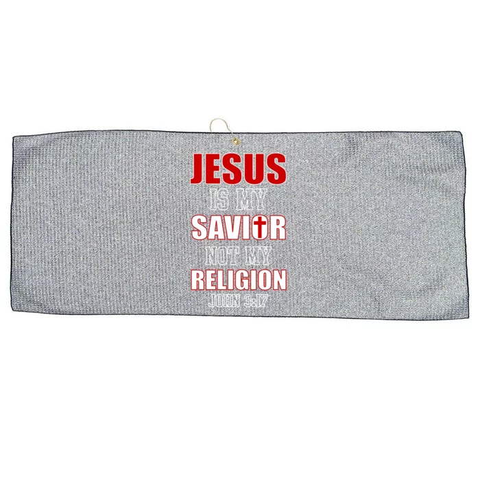 Jesus Is My Savior Not Religion Large Microfiber Waffle Golf Towel