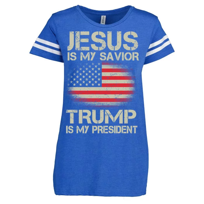 Jesus Is My Savior Trump Is My President Enza Ladies Jersey Football T-Shirt