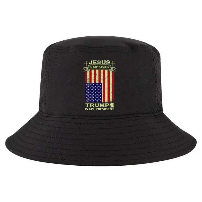 Jesus Is My Savior Trump Is My President 2020 Cool Comfort Performance Bucket Hat