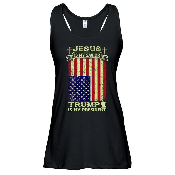 Jesus Is My Savior Trump Is My President 2020 Ladies Essential Flowy Tank