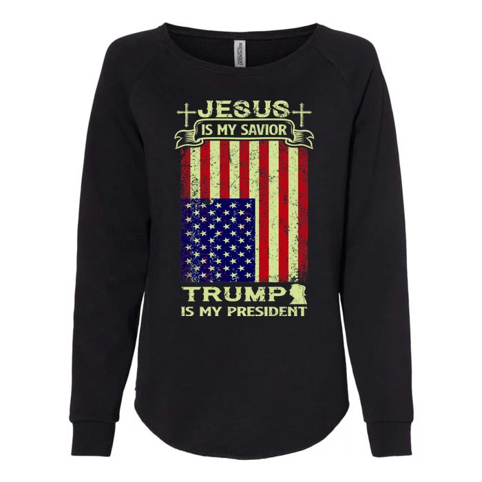 Jesus Is My Savior Trump Is My President 2020 Womens California Wash Sweatshirt