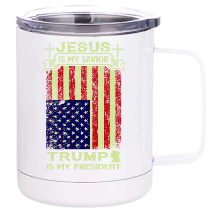 Jesus Is My Savior Trump Is My President 2020 Front & Back 12oz Stainless Steel Tumbler Cup