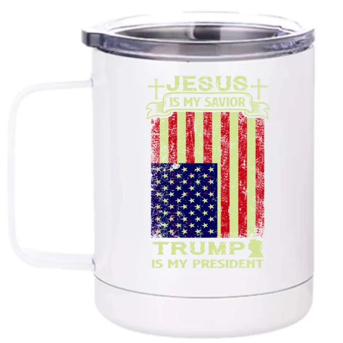 Jesus Is My Savior Trump Is My President 2020 Front & Back 12oz Stainless Steel Tumbler Cup