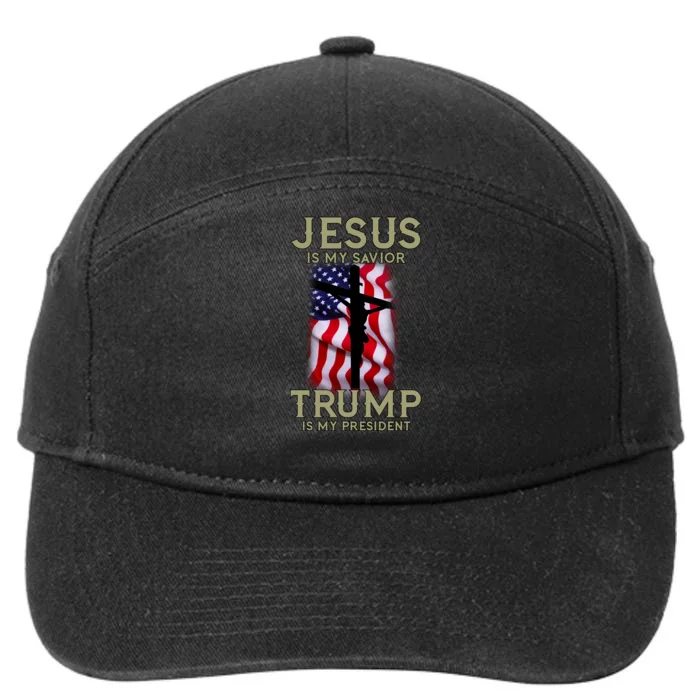 Jesus Is My Savior Trump Is My President American Cross 7-Panel Snapback Hat