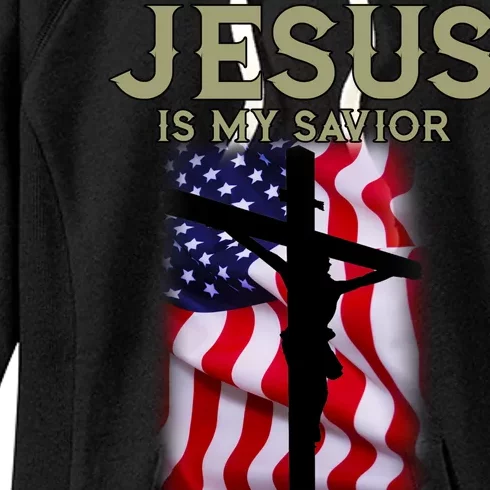 Jesus Is My Savior Trump Is My President American Cross Women's Fleece Hoodie