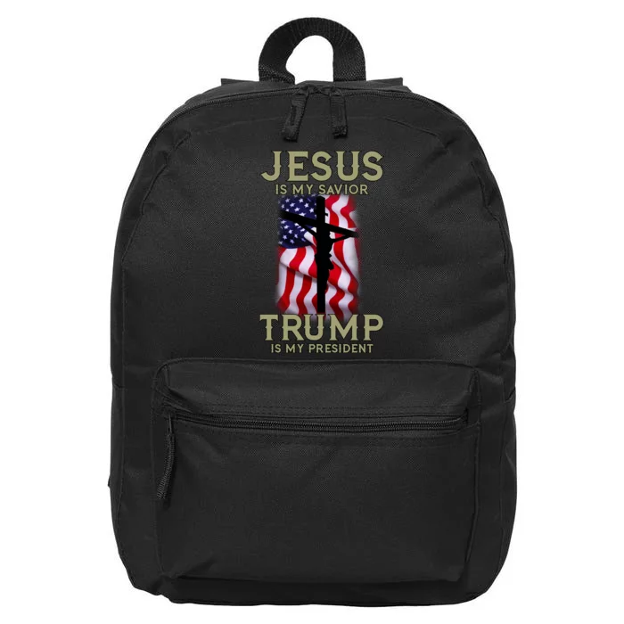 Jesus Is My Savior Trump Is My President American Cross 16 in Basic Backpack