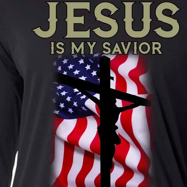 Jesus Is My Savior Trump Is My President American Cross Cooling Performance Long Sleeve Crew