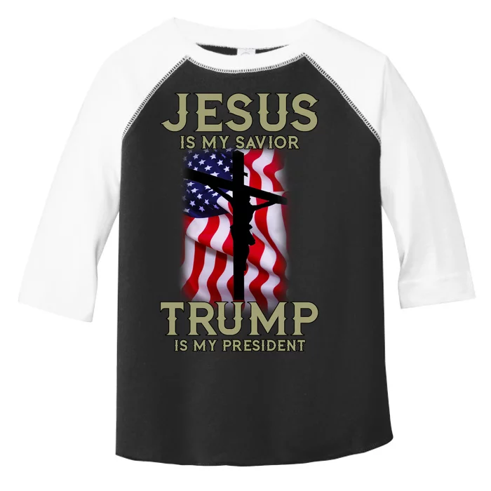 Jesus Is My Savior Trump Is My President American Cross Toddler Fine Jersey T-Shirt