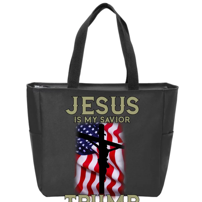 Jesus Is My Savior Trump Is My President American Cross Zip Tote Bag