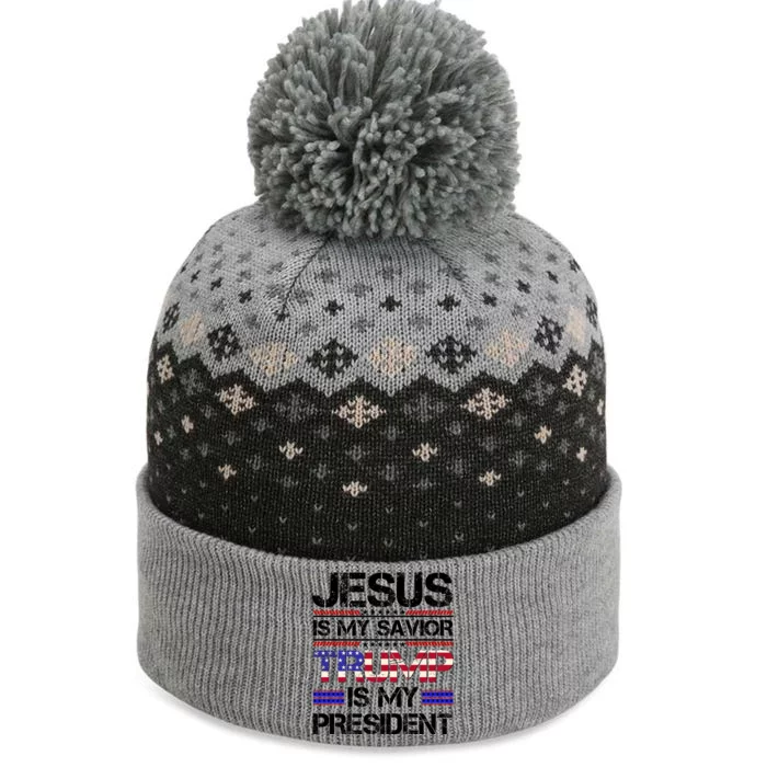 Jesus Is My Savior Trump Is My President Christian The Baniff Cuffed Pom Beanie