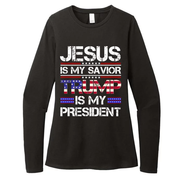 Jesus Is My Savior Trump Is My President Christian Womens CVC Long Sleeve Shirt