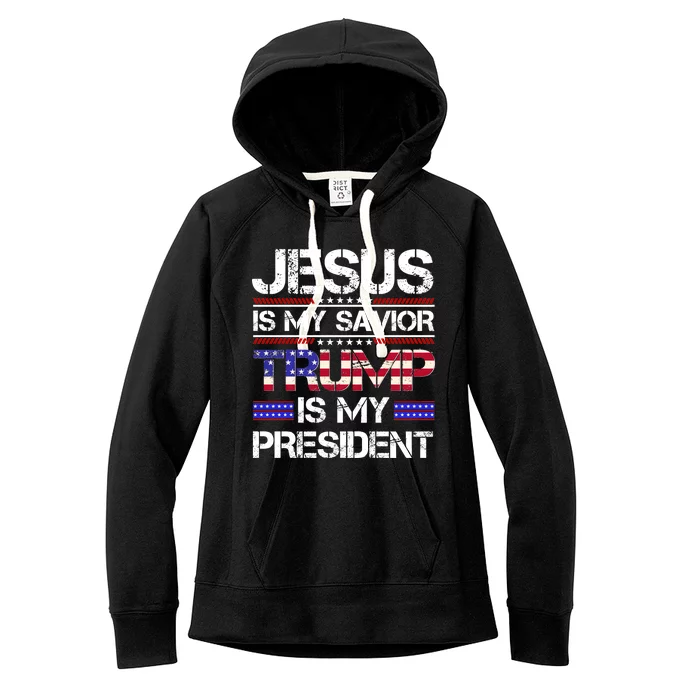 Jesus Is My Savior Trump Is My President Christian Women's Fleece Hoodie