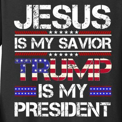 Jesus Is My Savior Trump Is My President Christian Kids Long Sleeve Shirt