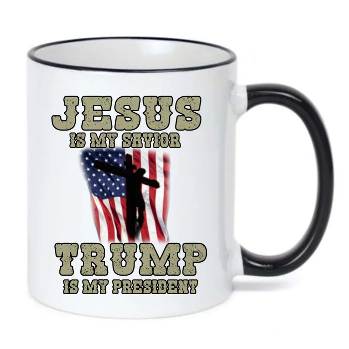 Jesus Is My Savior Trump Is My President Patriotic Flag Black Color Changing Mug