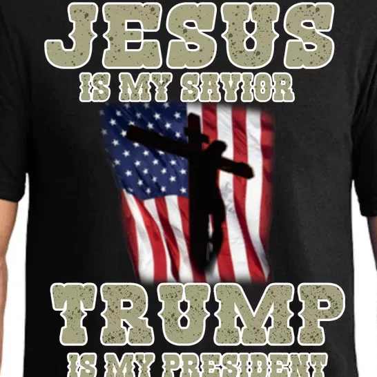 Jesus Is My Savior Trump Is My President Patriotic Flag Pajama Set