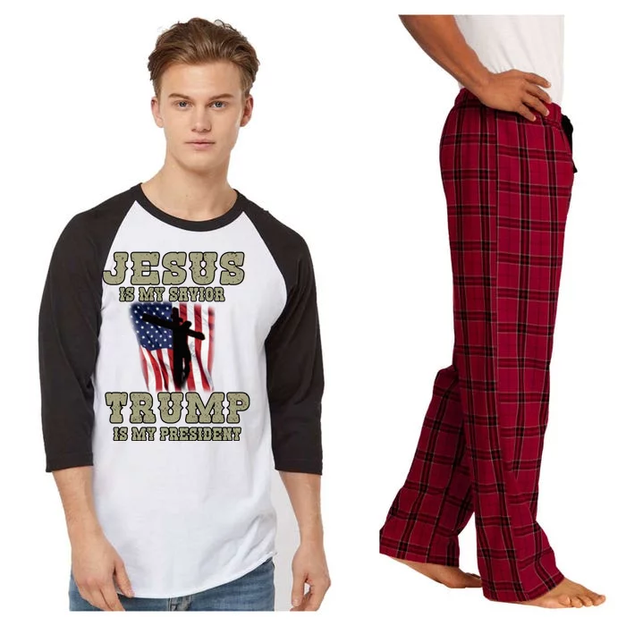 Jesus Is My Savior Trump Is My President Patriotic Flag Raglan Sleeve Pajama Set